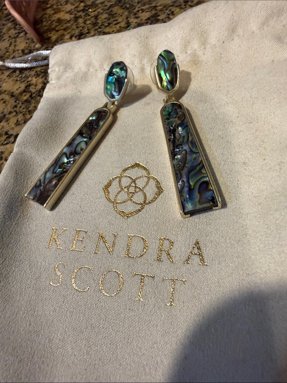 Kendra Scott Iridescent Abalone Drop Earrings in Blue-Green - Picture 5 of 5